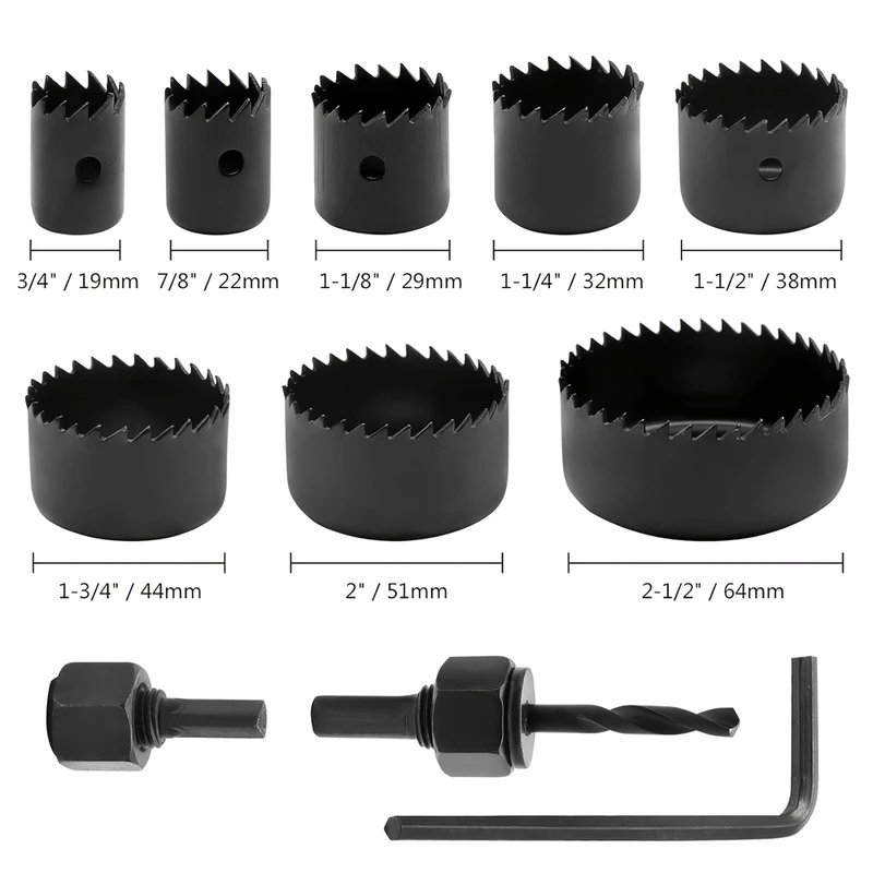 8피스 목공용 홀쏘 키트 19mm-64mm(3/4