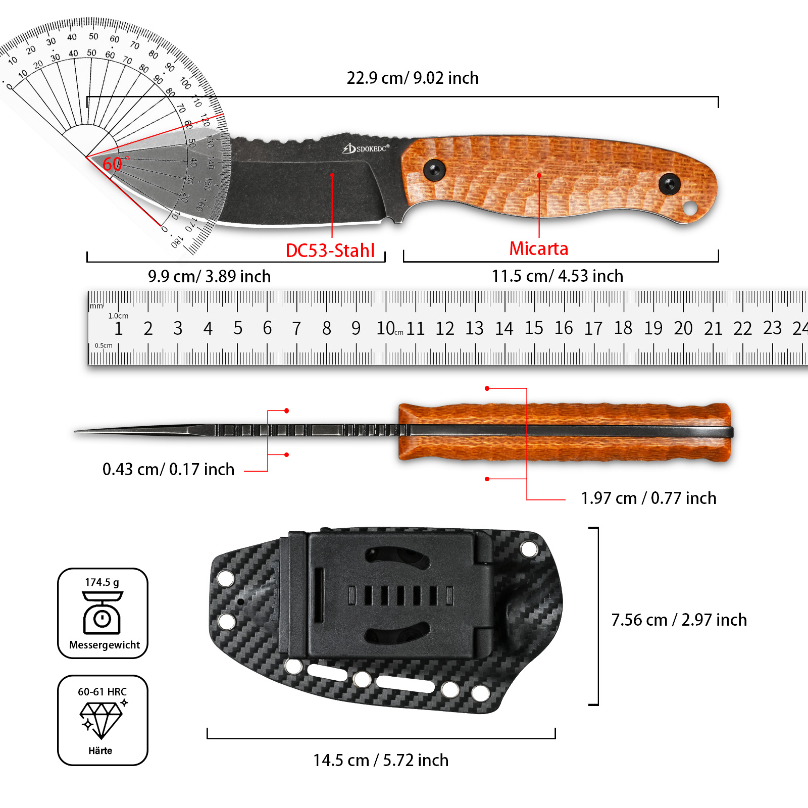 SDOKEDC DC53 강철 유틸리티 나이프, 마이카르 - Woodworking Gifts For Men 리뷰 및 가격