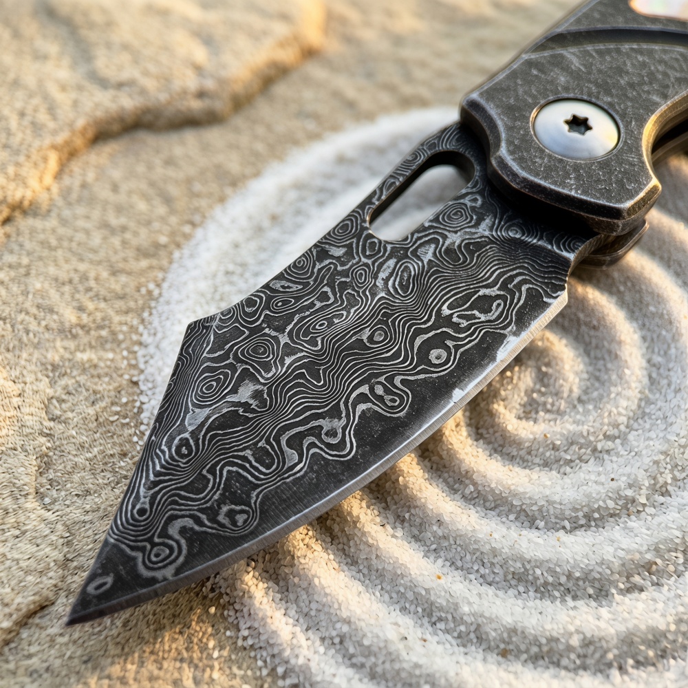 미니 다마스커스강 접이식 나이프 전복껍질 손잡이 로프  - Woodworking Gifts For Men 리뷰 및 가격